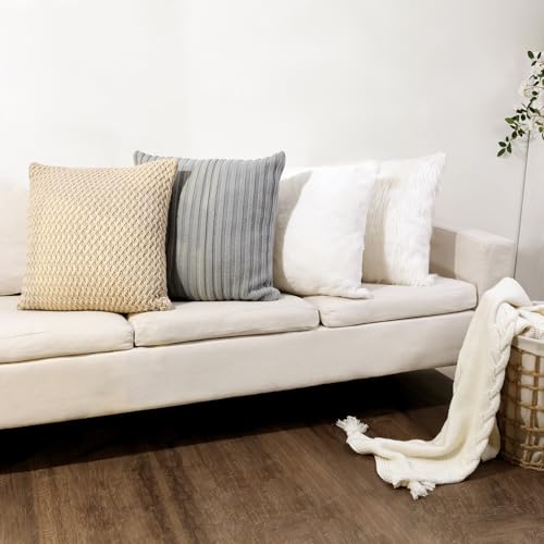 Bunny Chorus Christmas Pillow Covers 18x18: Soft Knit Christmas Throw Pillow Covers Set of 4, Multiple Color Boho Neutral Pillow Covers, Faux Fur Farmhouse Pillow Covers for Bed Couch Sofa Car Room Bunny Chorus Christmas Pillow Covers 18x18: Soft Knit Christmas Throw Pillow Covers Set of 4, Multiple Color Boho Neutral Pillow Covers, Faux Fur Farmhouse Pillow Covers for Bed Couch Sofa Car Room