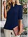 Women's Spring Tops 2026 Pleated Mock Neck Short Sleeve Summer Shirts Dressy Casual Top Blouse Shirt Navy M