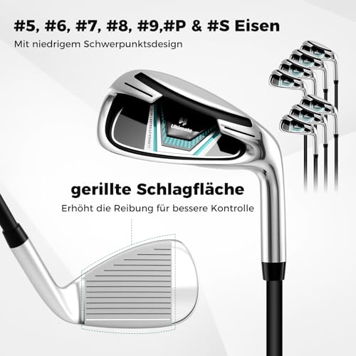 COSTWAY Kompletny zestaw kijów golfowych dla kobiet, 15-częściowy zestaw golfowy dla osób praworęcznych z torbą golfową i osłoną przeciwdeszczową, zestawy kijów golfowych z #1 Driver, #3 Fairway