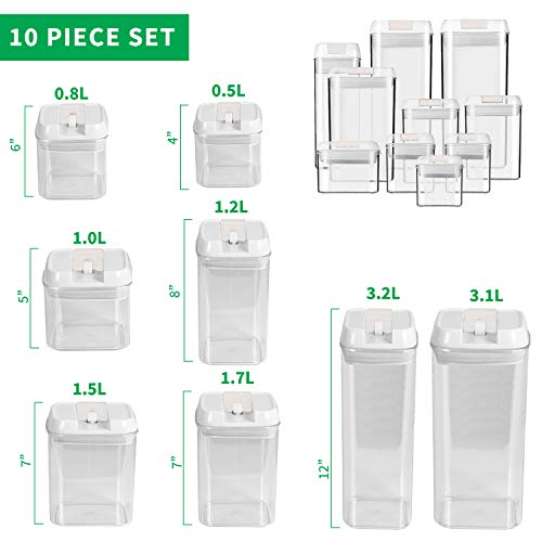 Dragonn 10 Piece Airtight Food Storage Container Set With Labels, Pantry Organization And Storage, Keeps Food Fresh, Big Sizes Included, Durable, Bpa Free Containers, Dn-Kw-Fs10 #TOP1