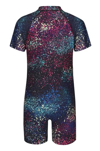 Image of Girls Rash Guard Swimsuits One Piece Bathing Suits for Girls UPF 50+ Sun Protection Short Sleeve Sunsuits Zipper