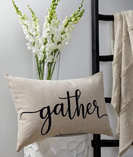 Signature Design By Ashley Whisperich Minimalist Rectangular Indoor/Outdoor Pillow With Scripted Accent, 22" X 14", Light Brown & Black #TOP1