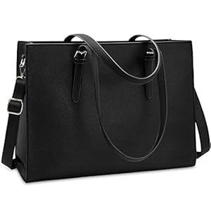 NUBILY Handtas, shopper, voor dames, grote, zwarte handtas, leren schoudertas, werktas, grote laptop businessschool tas, 39,6 cm, zwart, Large