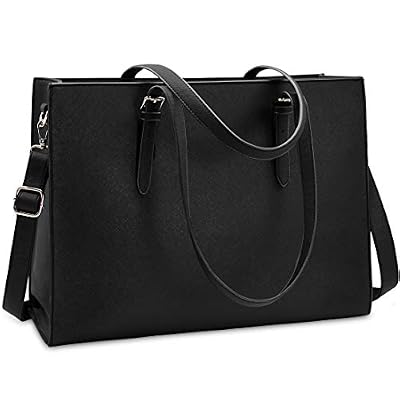 NUBILY Borsa Donna Borsa a Tracolla per Computer da 15.6 Pollici Grande Impermeabile Borse Laptop Tote in Pelle PU Borsa da Lavoro Business Shopper Nero