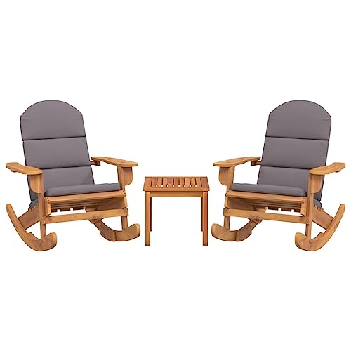 vidaXL Garten Lounge Set 3-TLG., Gartenmöbel Set Sitzgruppe für Garten Terrasse Balkon, Adirondack Schaukelstuhl, Loungemöbel, Massivholz Akazie