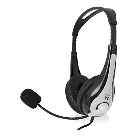 Ewent EW3562 Professional Headphone with Microphone for PC with Volume Control, Notebook, Laptop, Double Jack 3.5 mm (1Xaudio 1Xmic), Padded Earphones, 2 m Cable, black Cover