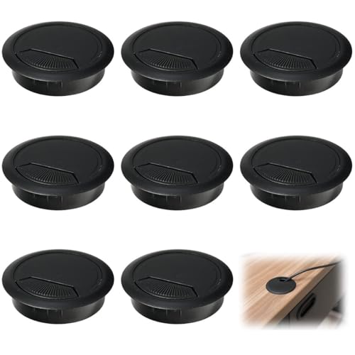 COYUN 6 Piezas Pasacables Escritorio, 60 mm Cubierta de Orificio de Cable, Cable Ojales Escritorio Computadora, Cables Mesa Pasacables Redondos, Plástico Tapa Redondo Escritorio Mesa Mueble, Negro