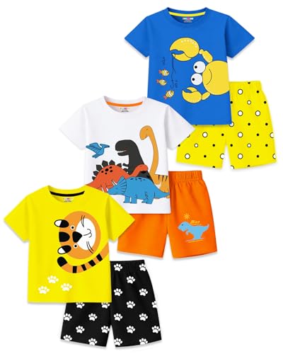 Image of Kuchipoo Boys Cotton T-Shirt & Shorts | Printed Summer Wear Set | Soft & Comfortable Kids Clothing | Pack of 3