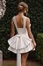 RSOETOO Luxury Satin Bow Homecoming Dresses 2025 for Teens A Line Fuchsia Strapless Cocktail Mini Dress for Women Party US2