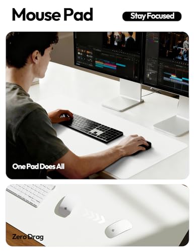 Image of YSAGi Leather Desk Pad Protector, Office Desk Mat, Large Mouse Pad, Non-Slip PU Leather Desk Blotter, Laptop Desk Pad, Waterproof Desk Writing Pad for Office and Home (31.5 inch x 15.8 inch, White)