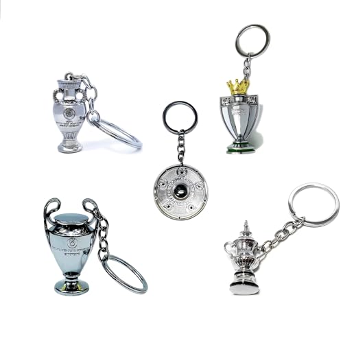 H&J&J Mini-Fußball-Europameisterschaftspokal-Souvenir-Ornament/Schlüsselanhänger, Metall-Fan-Sammlerstück, personalisierte Schreibtisch-Dekoration, 5-teiliges Set,Ornaments