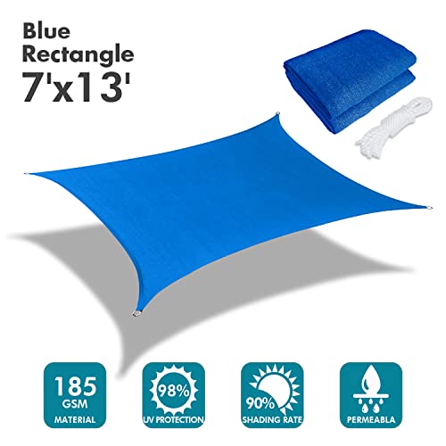 Image of KANAGAWA 7'x13' Sun Shade Sail Blue Curved Rectangle