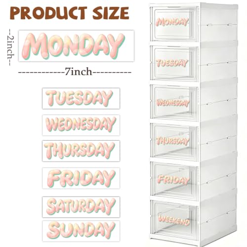Days of The Week Stickers, Monday to Sunday Drawer Labels with 7pcs Blank Custom Stickers, Organizer Decals for Clothes Bins, Classroom & Back to School Organization,32 Pcs (Pink) - Image 2