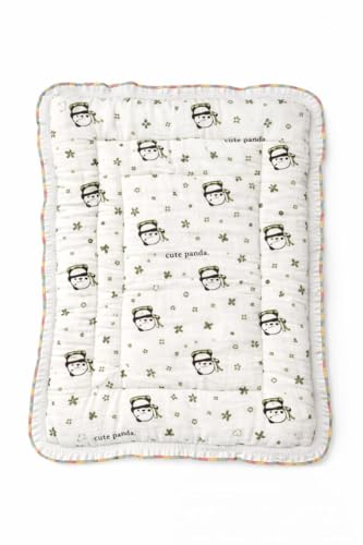 Image of 100% Muslin Cotton Baby Mattress - Soft, Breathable & Lightweight Baby Bedding Blanket with Piping Border, for Newborns & Infants (0-12 Months)