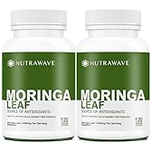 Nutrawave ORGANIC MORINGA LEAF Capsules 1200mg High Potency (2 x 600mg) for Liver Detox Cleanse, Gut Health, Hormone Balance – Gluten Free, Non-GMO, Vegan-Friendly Antioxidant Supplement -240 Capsules