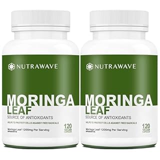 Nutrawave ORGANIC MORINGA LEAF Capsules 1200mg High Potency (2 x 600mg) for Liver Detox Cleanse, Gut Health, Hormone Balance – Gluten Free, Non-GMO, Vegan-Friendly Antioxidant Supplement -240 Capsules