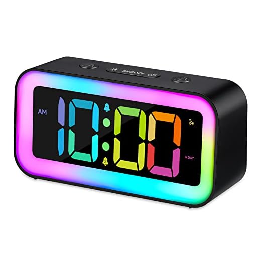 Cadmos Loud Alarm Clock for Bedrooms with Dynamic RGB Night Light,Heavy Sleepers Adults,Dual Alarm,Dimmer,USB Charger,Small Bedside Digital Clock with Led Display for Kids,Teens,Seniors (Black)