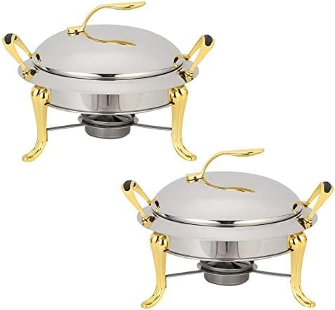 Stainless Steel Chafing Dish Set - Includes Pans, Lids & Fuel Holders - Ideal for Catering, Parties, Weddings, Buffets - Durable, Elegant Food Warmer Solution