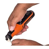 Black+Decker Akku-Multifunktionswerkzeug mit 52-tlg. Zubehör BCRT8IK (7.2V, 1.5Ah, Universal-Feinbohrschleifer mit Licht, zum Schneiden, Schleifen, Polieren und Schmirgeln, inkl. USB-Ladekabel + Box) – Ansicht 4