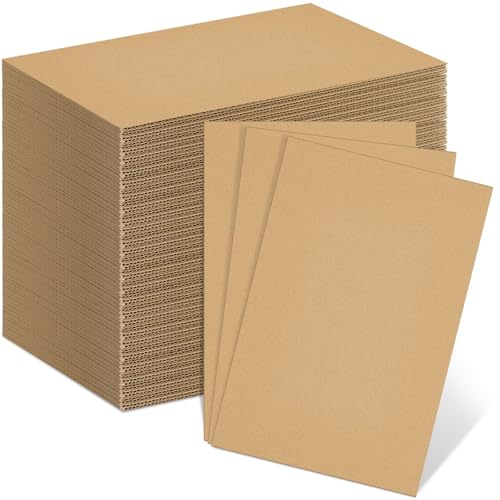 Image of Henoyso 110 Pack 4 x 6 Inch Corrugated Cardboard Sheets Flat Cardboard Sheets Packaging Inserts Flat Square Inserts Squares Separators for Shipping Packing Mailing Crafts (Brown)