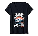 Photo Gallery donna cruisin together alaska 2026 retro viaggio crociera alaska maglietta con collo a v Photo Gallery donna cruisin together alaska 2026 retro viaggio crociera alaska maglietta con collo a v