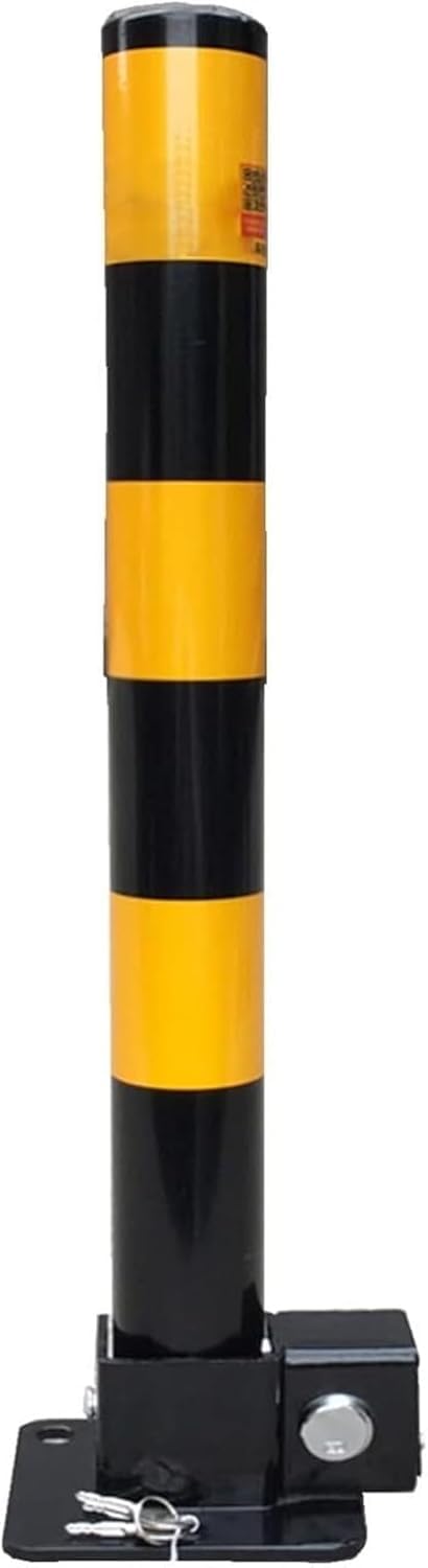 GTHTUHFD Delineator Post Cone Driveway Caution Sign Car Parking Space Lock Bollard, High Visibility Yellow And Red Lockable Fold Down Car Parking Barrier Post,For Traffic Sen,Black