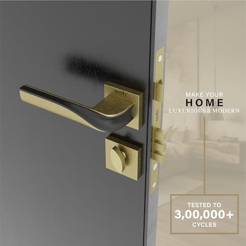 Image of GLOXY Premium Mortise Door Locks Set for Main Door and Bedroom,3 Brass Computerised Key Door Handle Knob Lock Set Body for Kitchen | Antique & Black Finish (2 Years of Warranty, Pack of 1)
