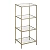 VASAGLE badkamer plank, keuken plank, vloerplank, hal plank, plant plank met 4 planken gemaakt van gehard glas…