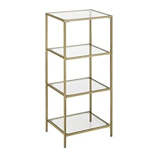 VASAGLE badkamer plank, keuken plank, vloerplank, hal plank, plant plank met 4 planken gemaakt van gehard glas…