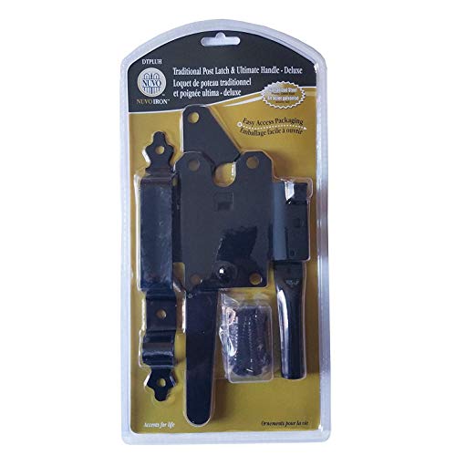 Nuvo Iron Dtpluh Deluxe Traditional Post Latch W/Ultimate Handle, Black #TOP5