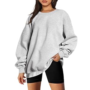 EFAN Hoodies for Women Sweatshirts Oversized Sweaters Fall Outfits Clothes 2023 Crew Neck Pullover Tops Loose Comfy Winter Fashion Grey