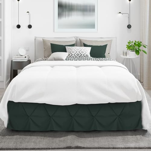 Image of Nestl Forest Green Bed Skirt Twin Size, Pinch Pleat Twin Bed Skirt, 14 inch Inch Drop Twin Bedskirt, Hotel Quality Forest Green Bed Skirts, Microfiber Bedskirt for Twin Bed, Forest Green Twin Bed Skirt