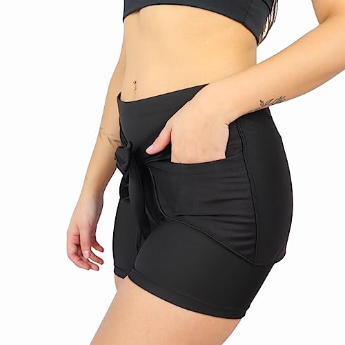 Tapa Bumbum De Amarrar Com Bolso Veste Legging Feminino (Preto)