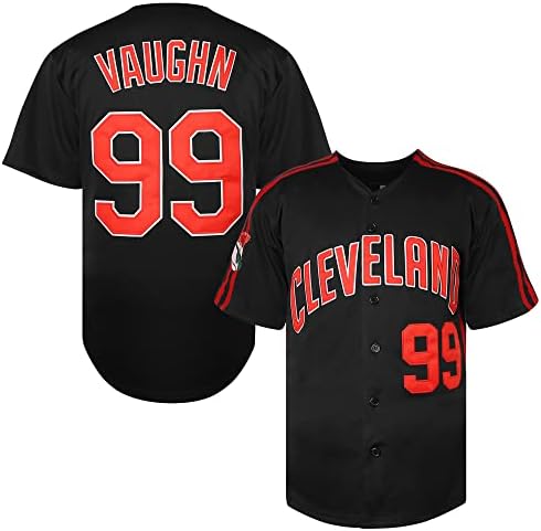 TKJPYWYH Ricky Vaughn 99 Movie Baseball Jersey,90s Hip Hop Clothing Stitched Sports Fan Shirt Navy Grey White S-3XL