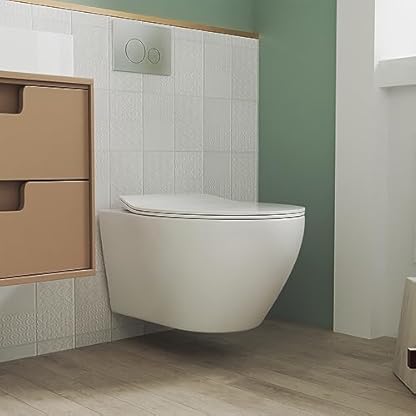DeerValley Hänge WC Spülrandlos Toilette Schwarzes WC Set mit Vorwandelement Geräuscharm, WC Sitz mit Absenkautomatik, Glatte Keramikoberfläche – Bild 3