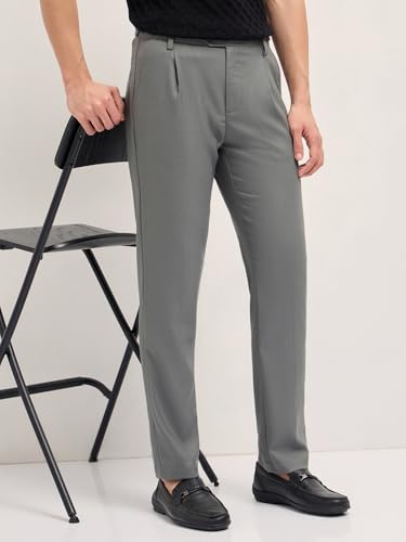 Image of THE BEAR HOUSE Men's Blue Regular Fit Formal Trouser