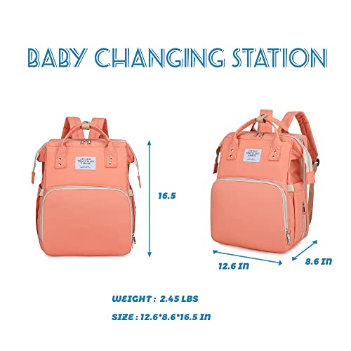 Crenewy Diaper Bag Backpack, Large Capacity Multifunction Diaper Backpack With Changing Pad For Boy Girl, 7 In 1 Waterproof Travel Back Pack For Moms Dads,Baby Bag With Usb Charging Port(Orange) #TOP7