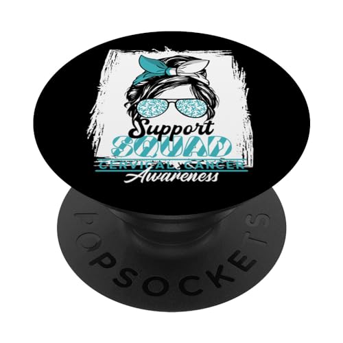 Messy Bun Support Awareness Squad I Cáncer de cuello uterino PopSockets PopGrip Intercambiable