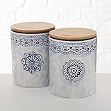 mediterrane Steingut Vorratsdosen mit Bambusdeckel luftdicht durch Silikondichtung
