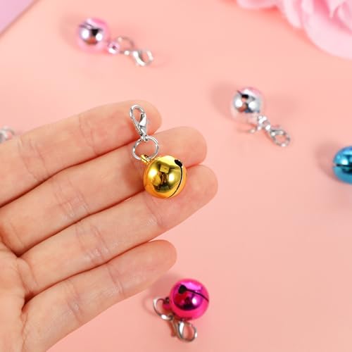 7PCS Cat Collar Bell Multicolor Pet Jingle Bells for Dog Collars, Metal Round Loud Crisp Sound Collar Charms with Keychain Clasps, Small Animal Training Pendant Accessories, Christmas Decoration - Thumbnail 7