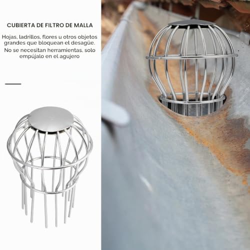 Miniatura 6 de Sewoart Protector De Canalón En Reja Cubiertas Para Bajantes Filtro De Drenaje Del Techo Protector Globo De Acero Inoxidable Mantiene El Bloqueo De Hojas O Desechos