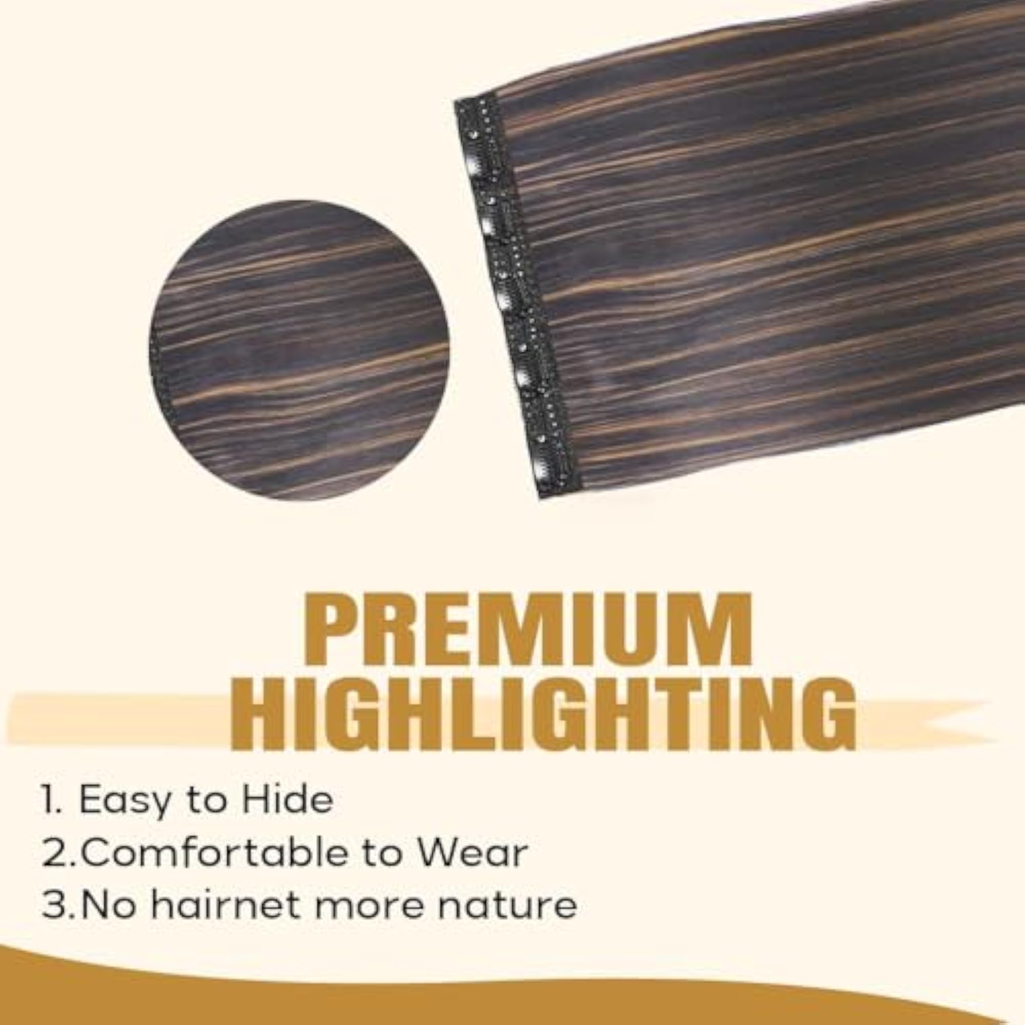 5 Clip Based Synthetic Hair Extensions for Women, Long Straight Highlights