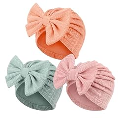 3 Pcs Wheat Patterned Bow Hats E/ 3-12 Months