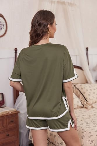 Women's 2 Piece Outfits Summer Comfy Lounge Sets Casual Loose Outfits Matching Tops and Shorts