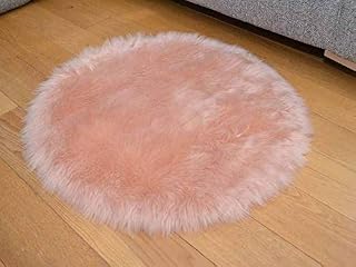 Blush Pink Shaggy Rugs Non Slip Bedroom Mats Fluffy Soft Faux Fur Sheepskin Rug (70cm x 140cm Shape)