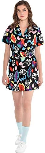 Party City Stranger Things Eleven Halloween Costume Adult Size Small/Medium, with Colorful Short-Sleeve 1980's Romper