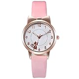 Reloj de pulsera digital con esfera de cuero, de cuarzo, elegante, para mujer, rosa, One Size