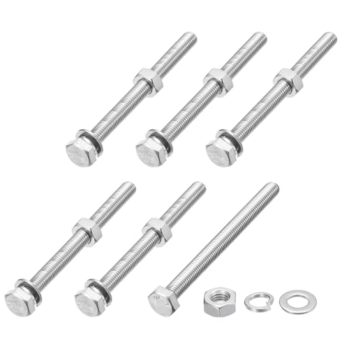 Image of METALLIXITY Hex Head Screws Bolts, Nuts, Flat & Lock Washers Kits (M10-1.5x120mm) 6 Set, Stainless Steel Fully Threaded Machine Screws Bolt Set - for Home Appliance Equipment