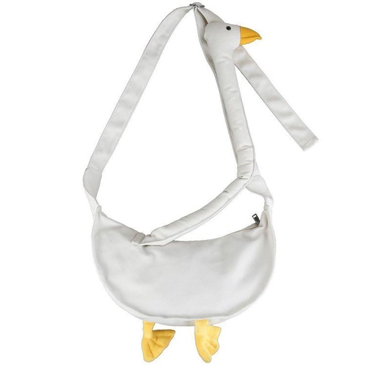 Silly Goose Canvas Shoulder Bag, Cute Goose Animal Novelty Purse Crossbody Bag for Girls & Boys