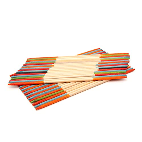 Jacks Game and Wooden Pick Up Sticks Combo Pack. 12 Metal Gold and Silver Jax. 2 Sizes of red high Bounce Balls. 40 Pick Up Sticks. Fun Retro Kids Games and Family Games by Dr. Rocket